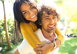 Couple smiling in Virginia Beach