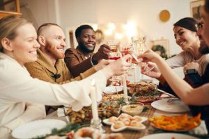 enjoying thanksgiving meal